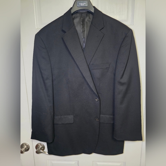 Chaps Ralph Lauren 100% Wool 2 Button Sport Coat Jacket Blazer- Size 48R Black